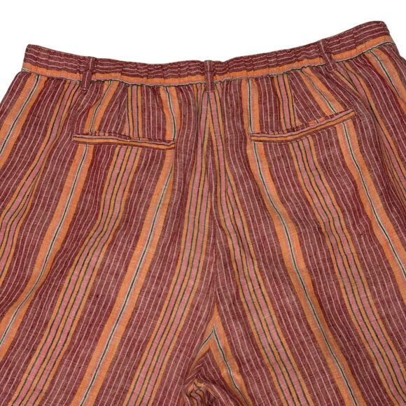 J Jill Love Linen Shorts Womens Casual Stripe Orange 18 bv - Picture 4 of 7